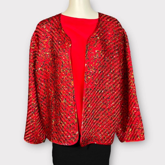 Chico's (L) Woven Silk Jacket - Picture 2 of 10
